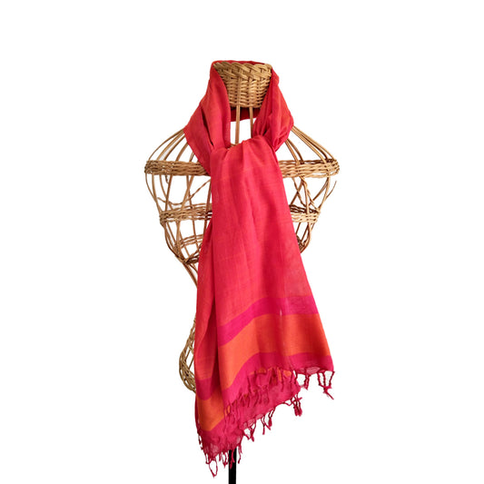 Artisan handloom motai scarf fusia