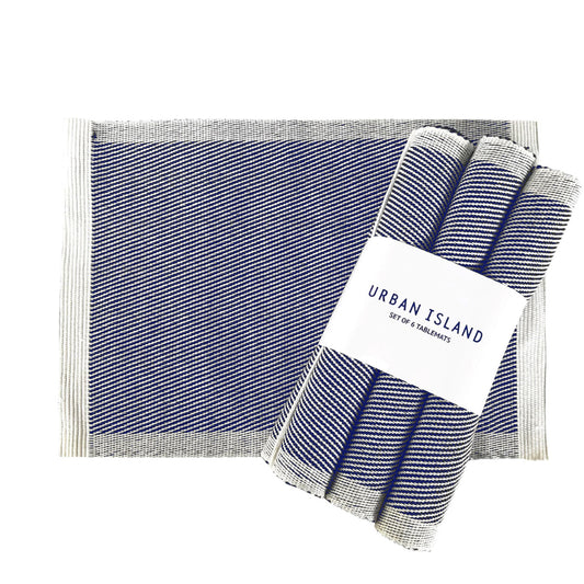 Dublin Single Placemat - Pearl White & Navy Ink