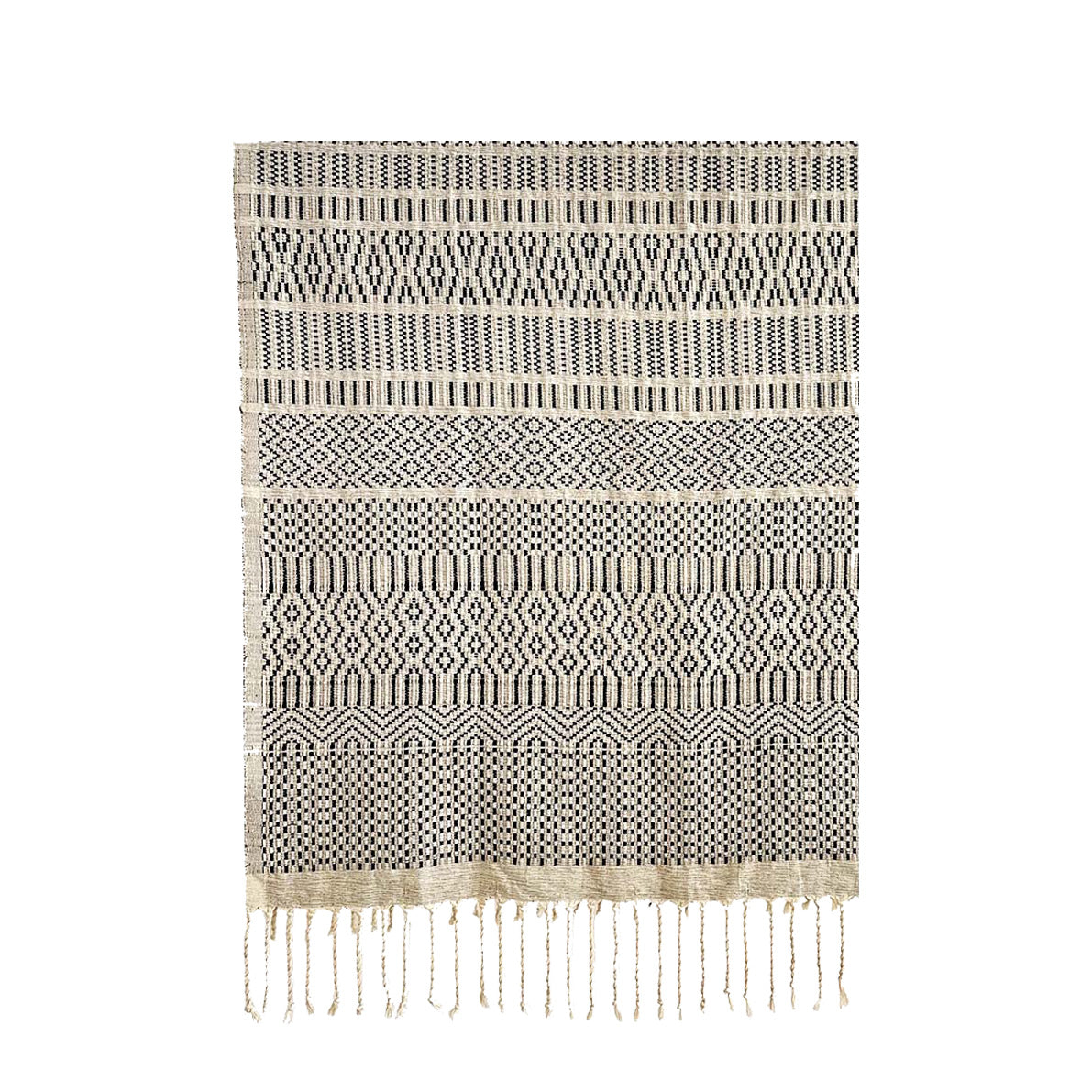 Handwoven Nagolla Kalu Throw – Raw with Black