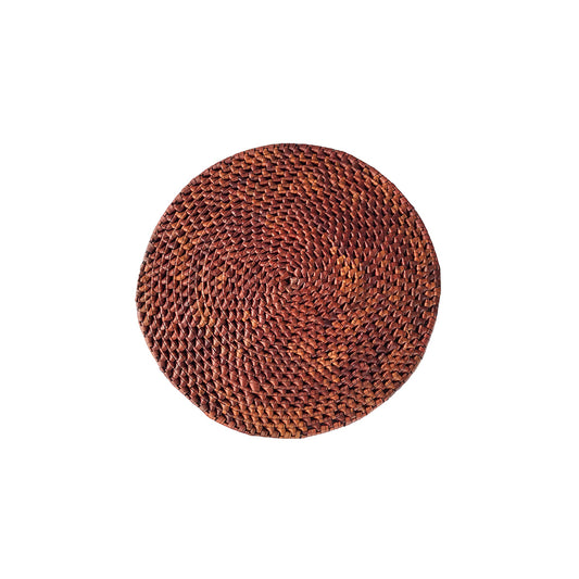 Handcrafted Palmyrah Round Placemat - Rust