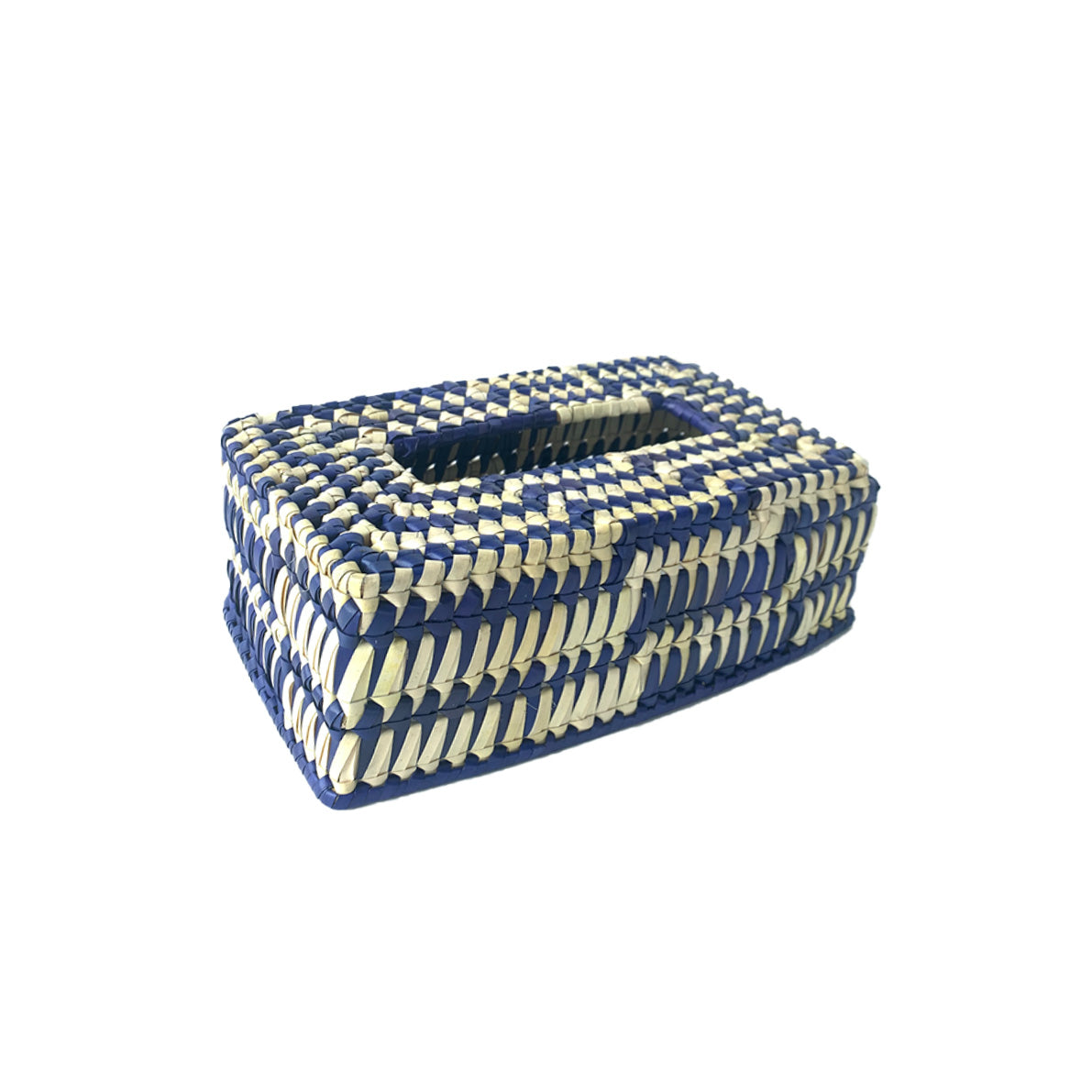 Handcrafted Tissue Box (L) Blue/Natural
