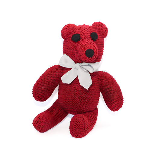 Solid Knitted Teddy Bear-Red
