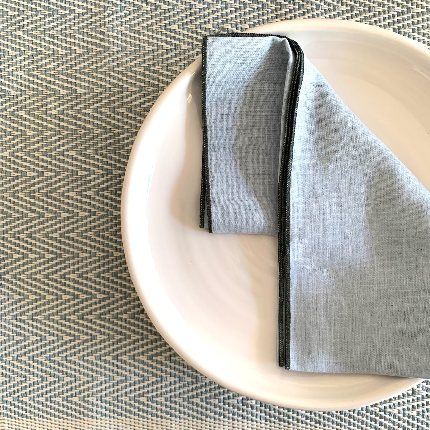 Handwoven Placemat Mini Herring– Pale Ice Blue