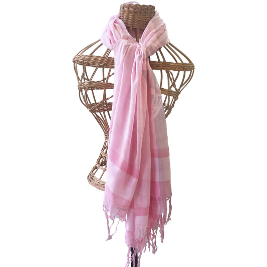 Handwoven Peach Pink Shawl - Silk