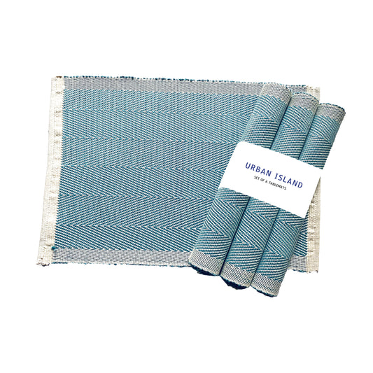 Handwoven Placemat Mini Herring–  Cerulean Blue