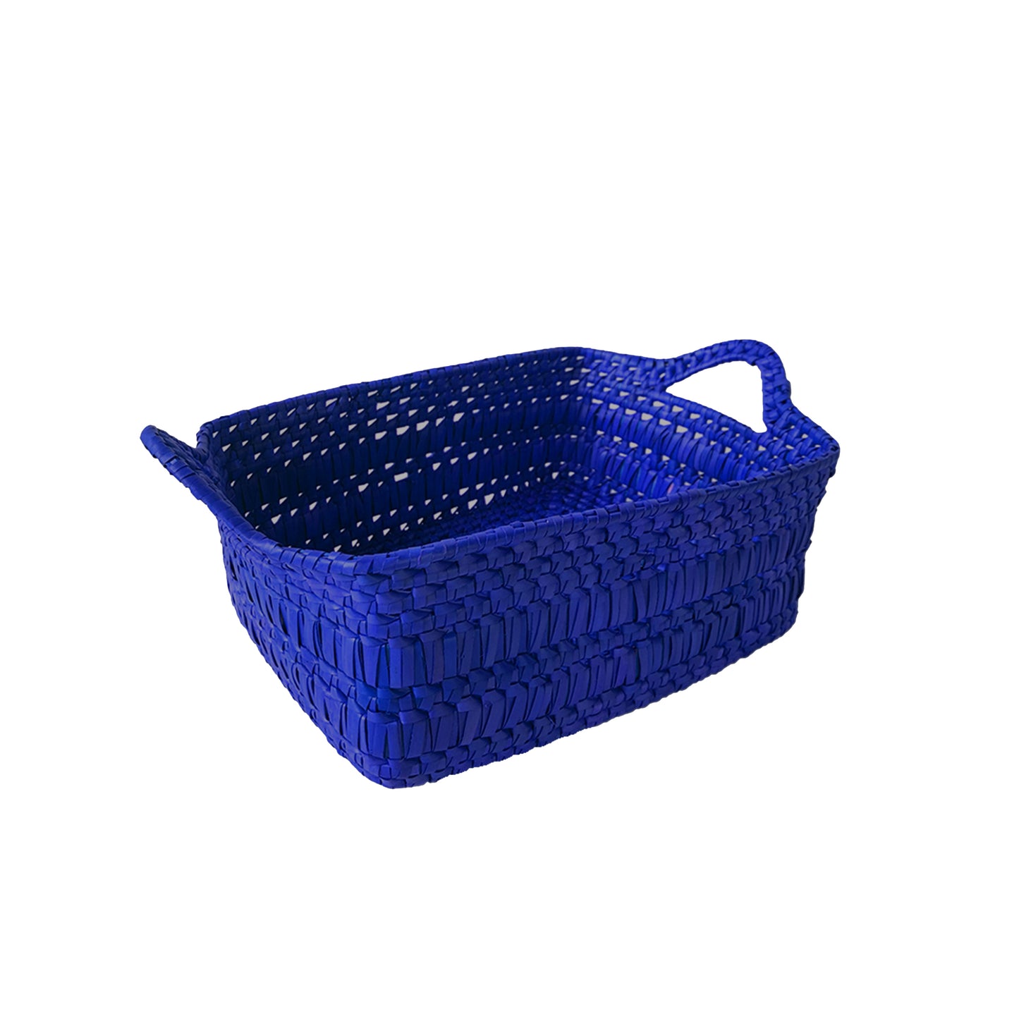 Handcrafted Rectangular Storage Basket with Handles Medium - Blue