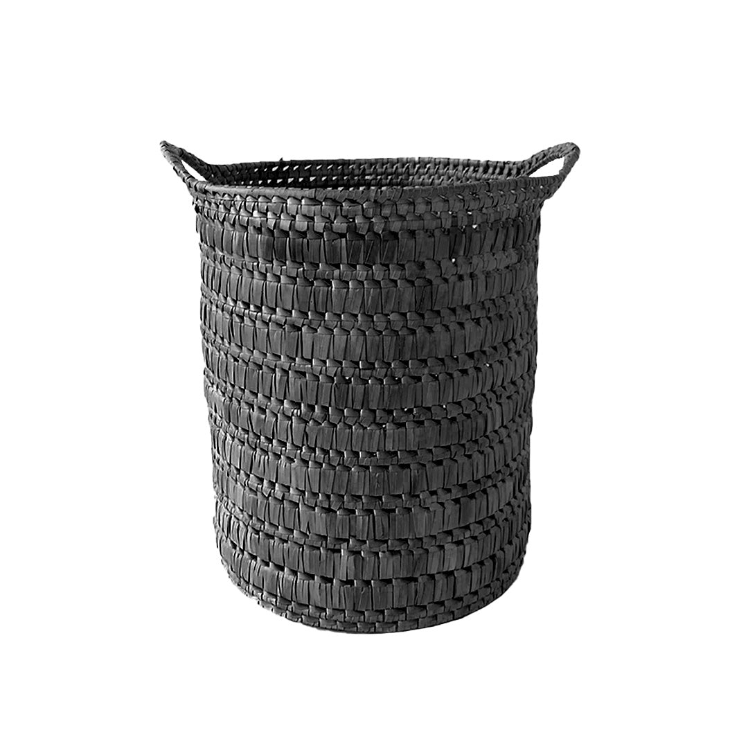 Handcrafted Large Bin with Handle - Black