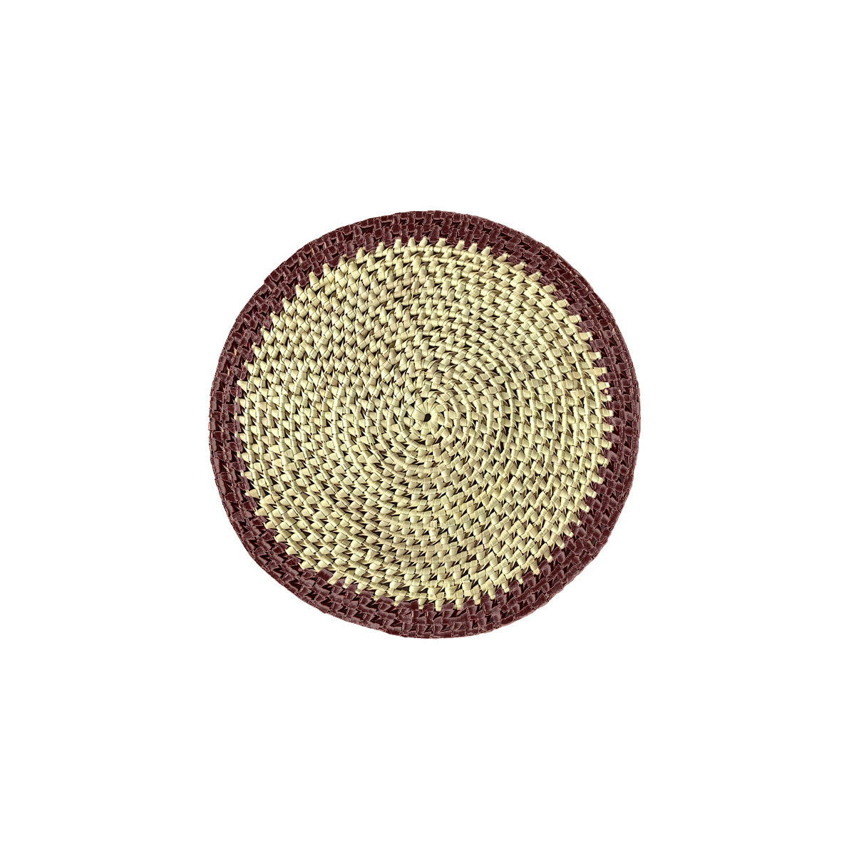 Palmyra Round Placemat - Natural with Rust Border