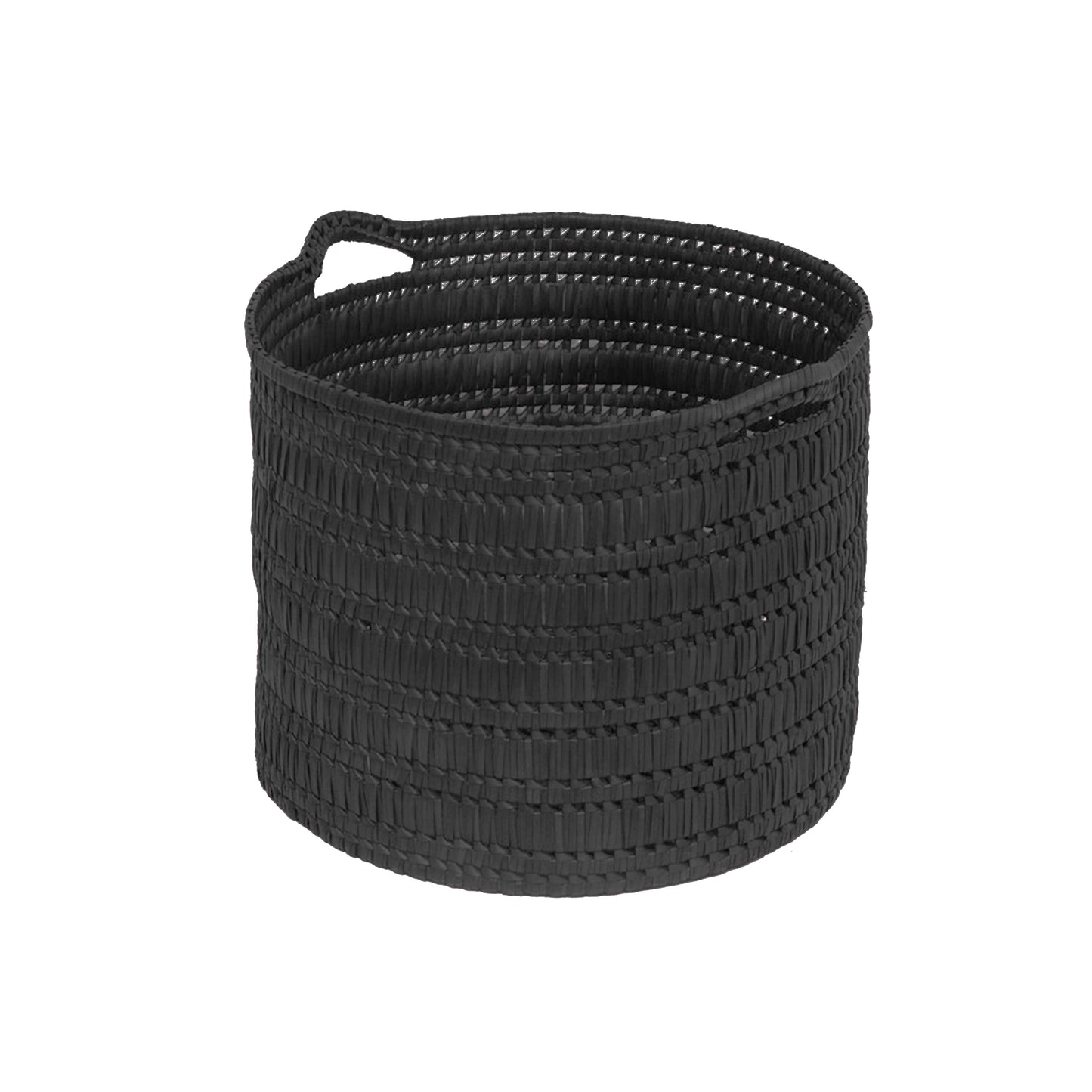 Handcrafted Palmyrah Basketwith Handle - Black