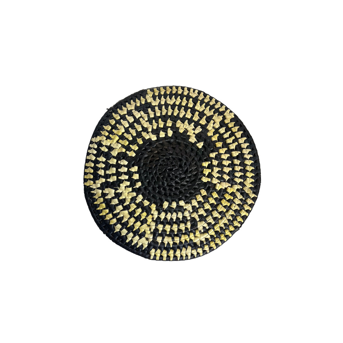 Handcrafted Palmyrah Round Placemat - Black Speckle