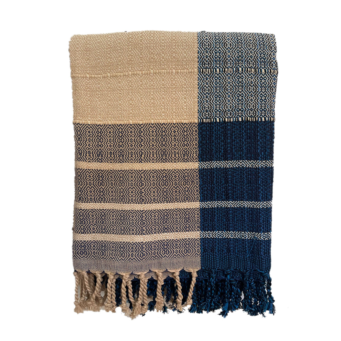 Handwoven Blue with gold throw