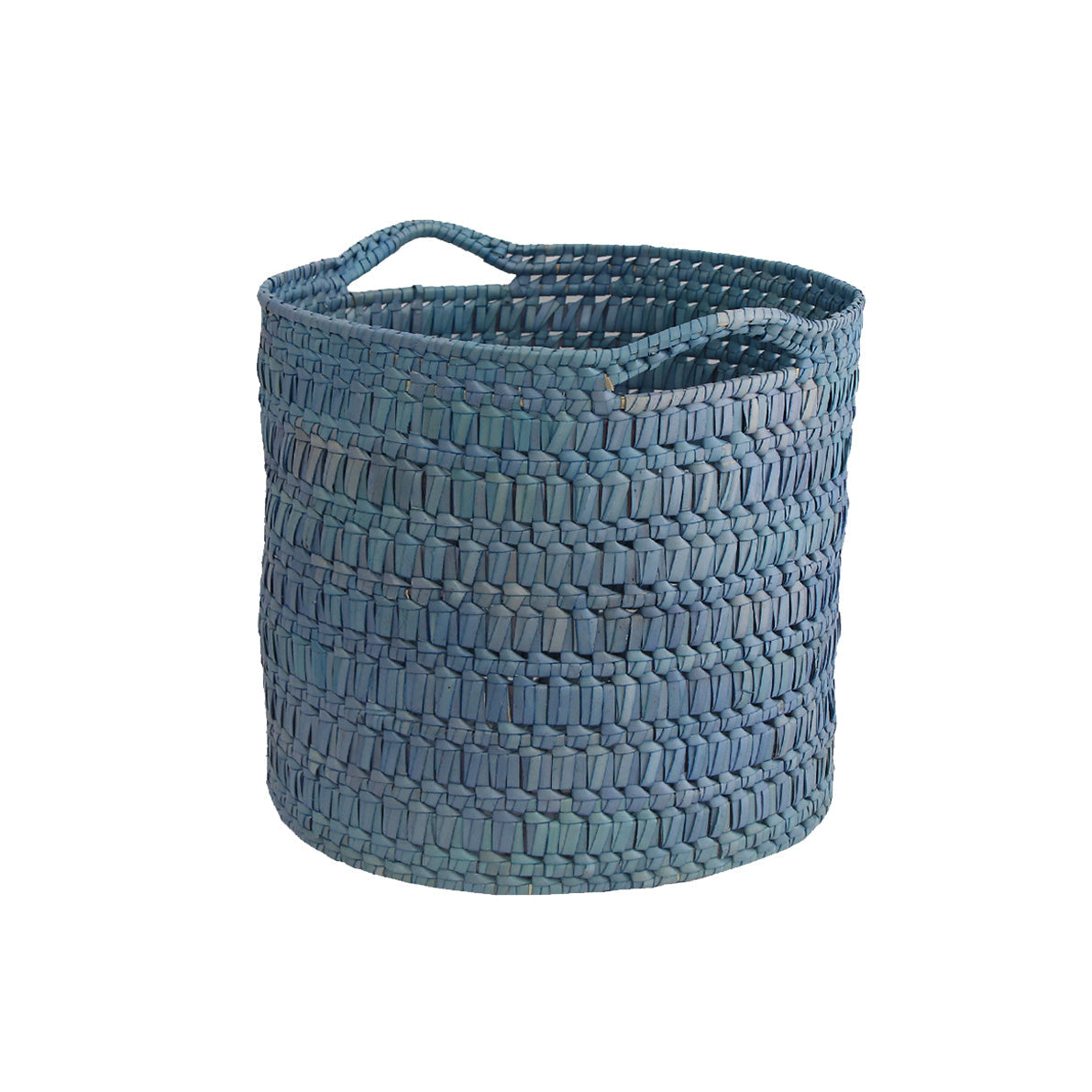 Handcrafted Palmyrah Basket with Handle - Navy