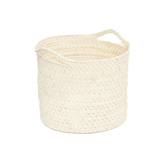 Handcrafted Palmyrah Basket with Handle - Natural