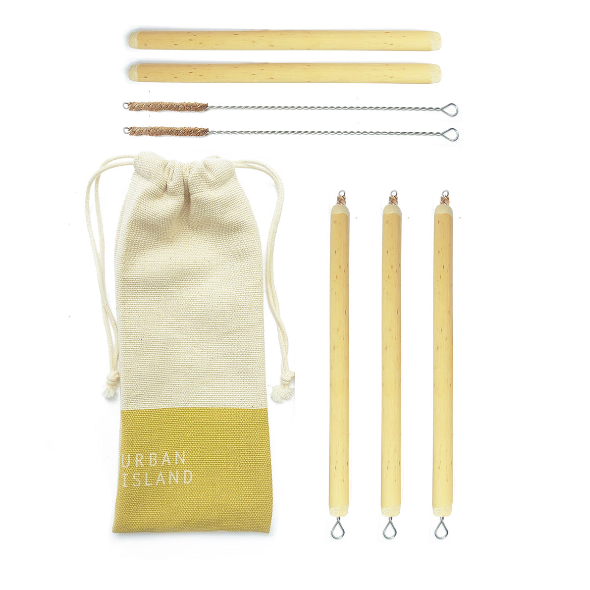 Bamboo Straws with Brushes - set of 5
