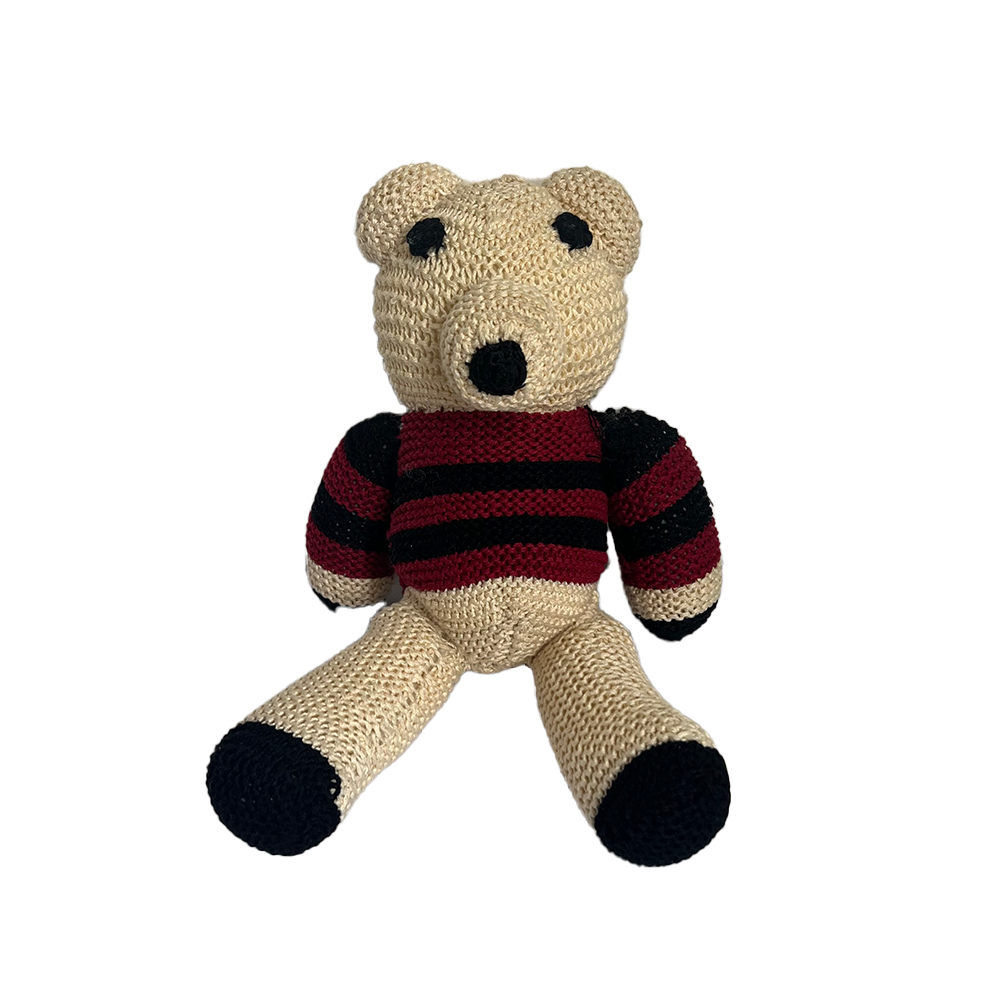 Hand Knitted  Teddy Bears - White / Red