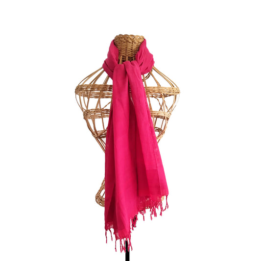 Handwoven motai scarf fusia red