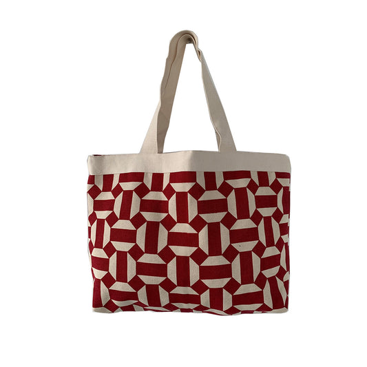 Basket Weave Print Bag - Red (M)